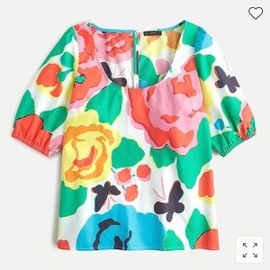 J. Crew Scoop Neck Cotton Poplin Top